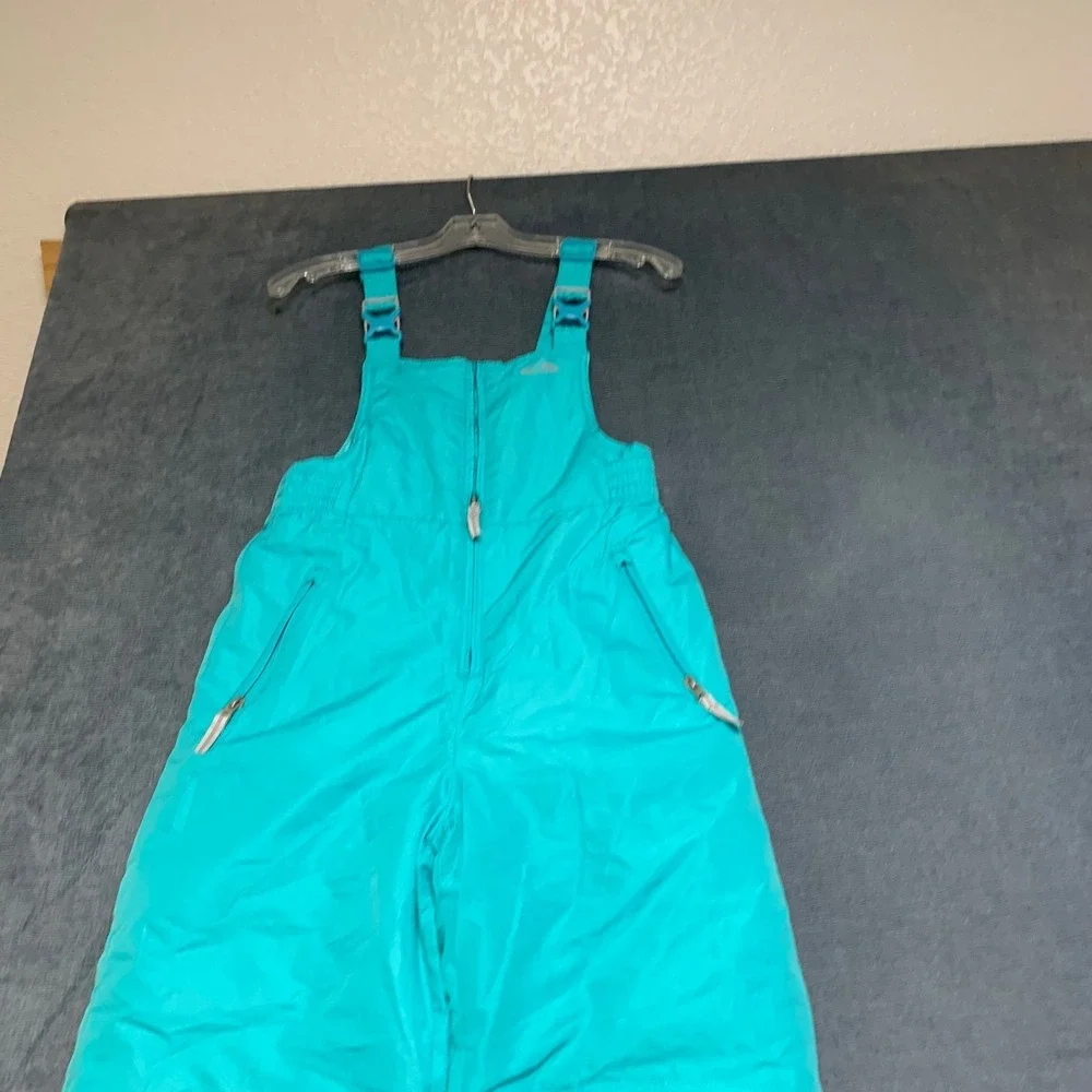 Champion Snow Bib Overall Girls Large Blue Adjustable Strap Insulated Zip Pocket